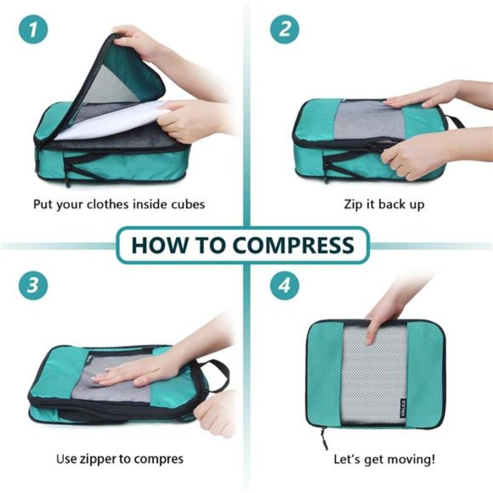 Compression Packing Cubes for Suitcases,5 Set Travel Essentials, Lightweight - Picture 5 of 8